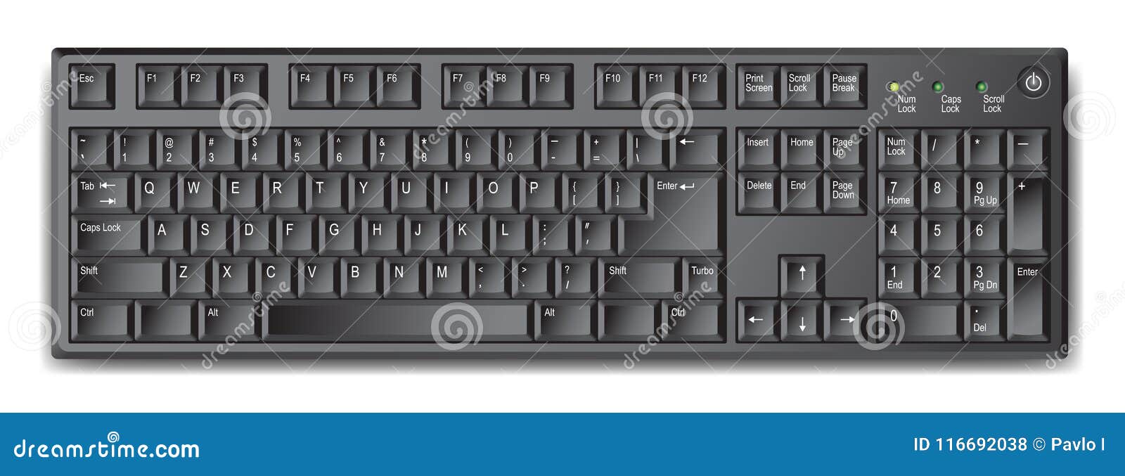 black qwerty keyboard with us english layout - stock 